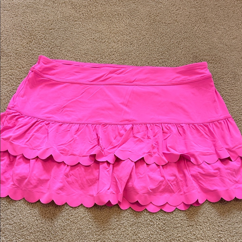 Lilly Pulitzer Bright Pink Ruffled Scallop-Hem Mini Skirt